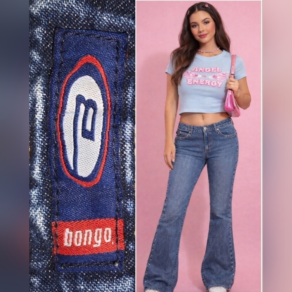 Vintage Y2K BONGO Studded Flare Jeans Rigid Denim Junior's 11 or Women's 10